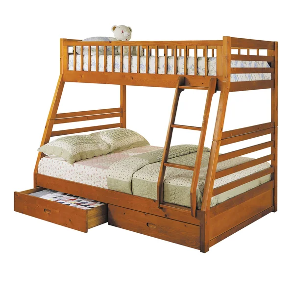 Acme Jason Bunk Bed - Honey Oak, Twin-Over-Full