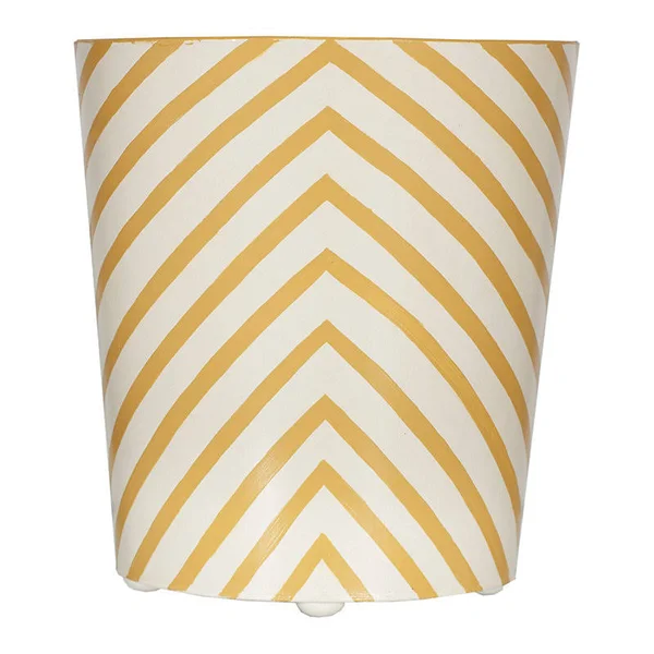 Zebra Curbside Waste Basket Worlds Away Color: Yellow