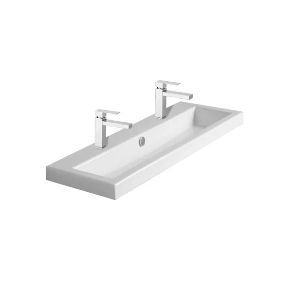 Nameeks 4003011B Tecla 39-3/8x22 Ceramic Wall Mounted, Drop in Bathroom Sink with White, Two Hole