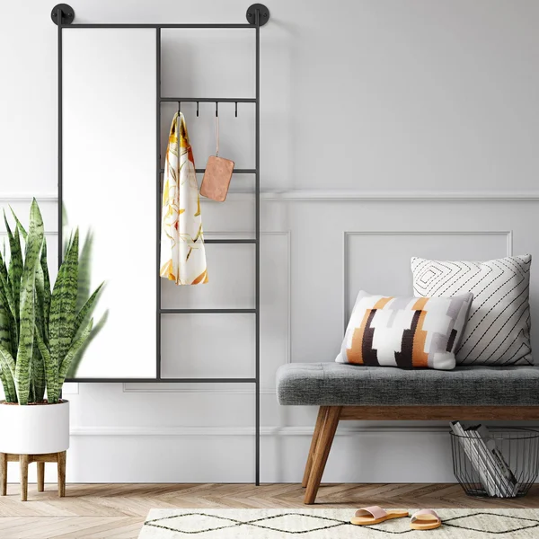 Floor Mirror with Ladder and Hooks Black - Project 62 79502710
