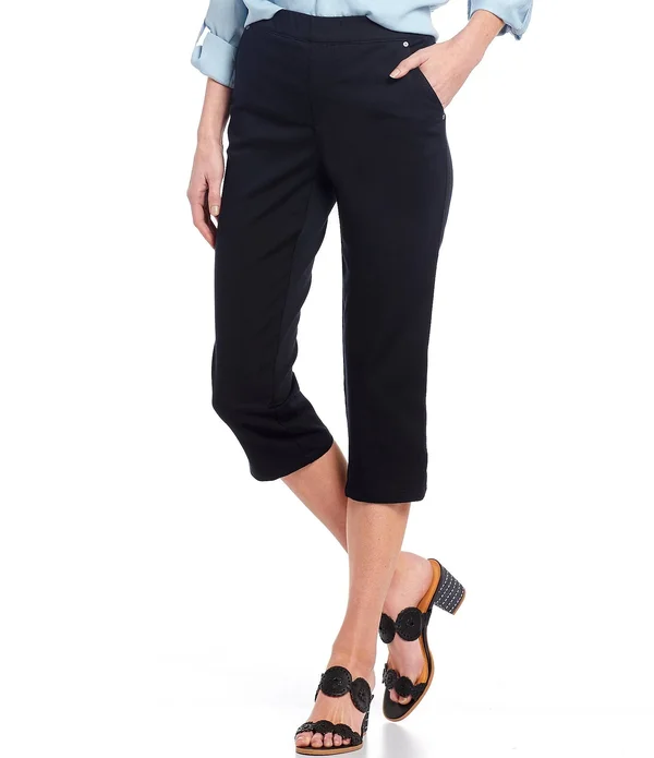Intro Rose Pull-On Capri Pant, Womens, 14, Ebony Black