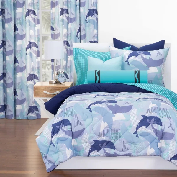 Crayola LLC Life&s Porpoise Reversible Comforter Set, Size: Full/Queen, Blue