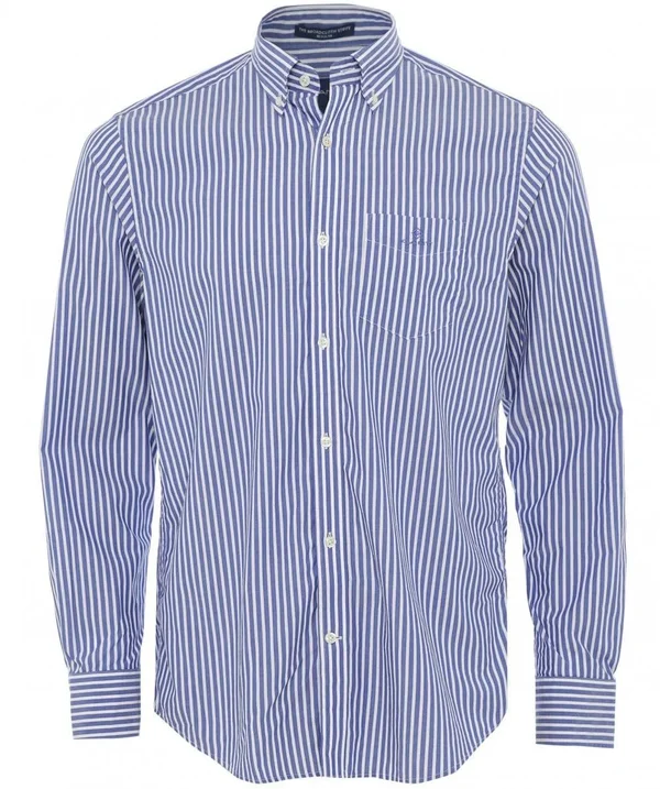 Gant Regular Fit Tech Prep Stripe Seersucker Shirt - Blue (S)