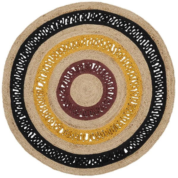 Safavieh Natural Fiber NF803K Area Rug - Black, Natural, 8' x 8' Round