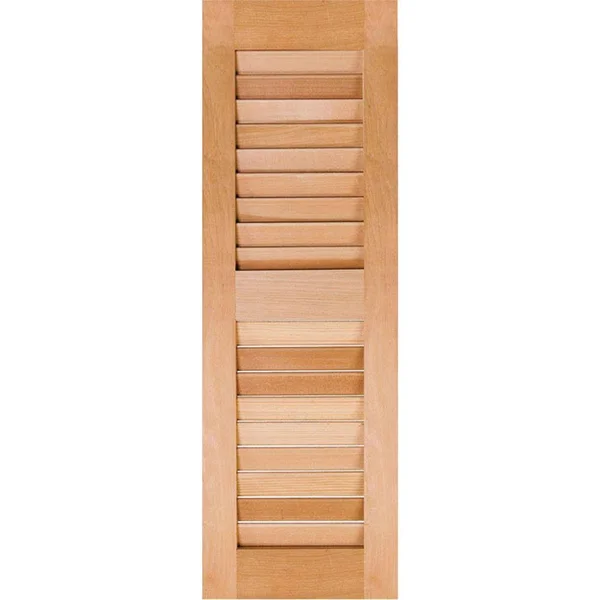 Ekena Millwork 12 in. x 54 in. Exterior Real Wood Pine Louvered Shutters Pair Unfinished