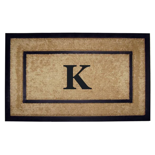 Nedia Home 18099K 22 x 36 in. Coir & Rubber Frame Mat Monogrammed K
