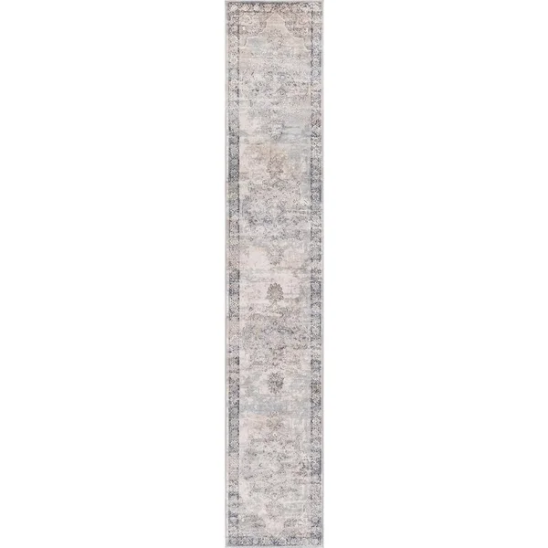 Unique Loom Portland Canby Ivory/Gray 2 ft. 2 in. x 12 ft. Runner Rug