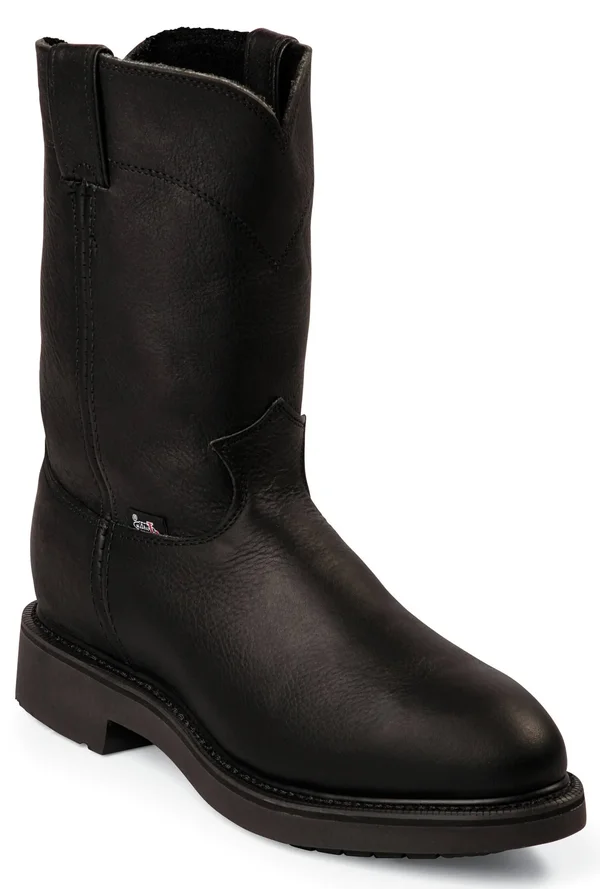 Justin Men's Conductor Black Steel Toe Work Boots - 4767 - Size 9.5