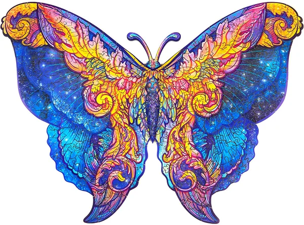 Unidragon Wooden Puzzle Jigsaw, Best Gift for Adults and Kids, Unique Shape Jigsaw Pieces Intergalaxy Butterfly, 12.6 x 9 in (32