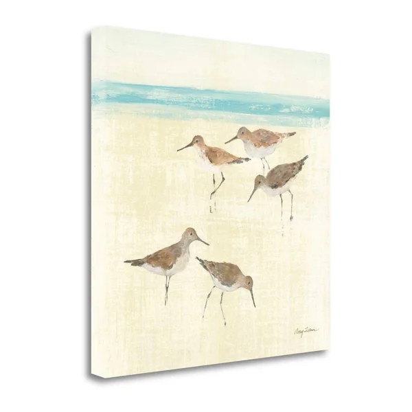 Fine Art Giclee Print on Gallery Wrap Canvas Sandpipers Square II by Avery Tillmon Brown 18x22 x 18x22 - Cotton