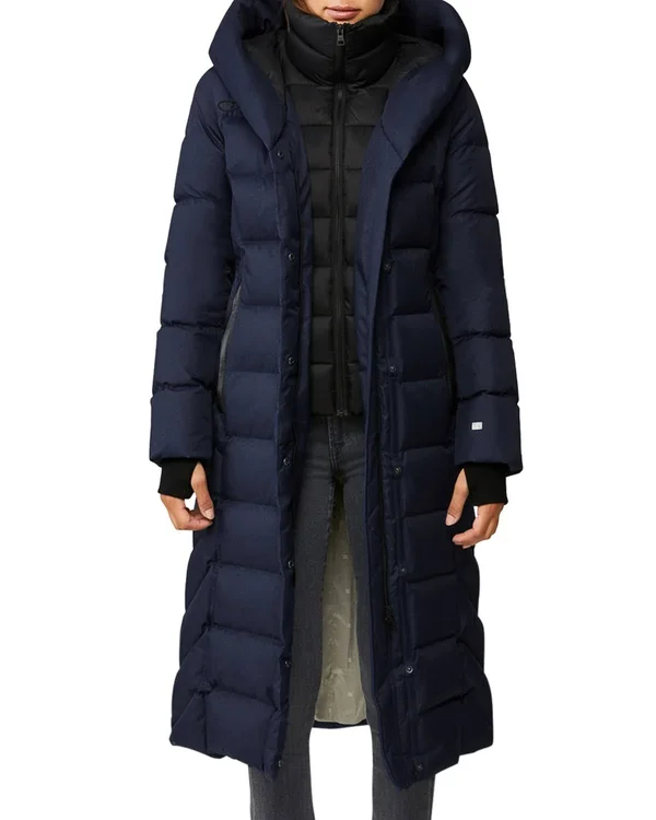 Soiau0026Kyo Talyse Maxi-Length Brushed Down Coat in Lapis - Women - Xxs