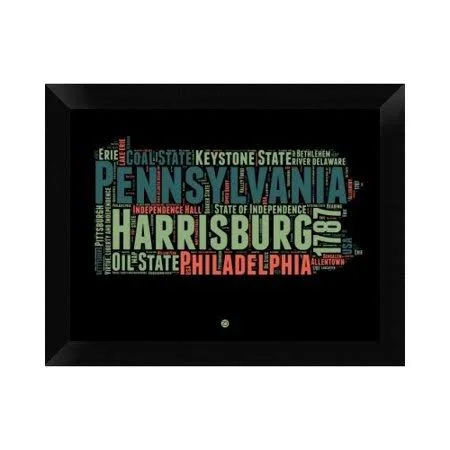 Naxart 'Pennsylvania Word Cloud 1' Framed Textual Art on Canvas - Black