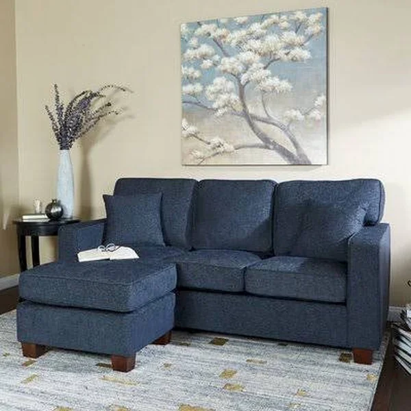 Winston Porter Kehlani Reversible Sectional Upholstery: Cush Navy