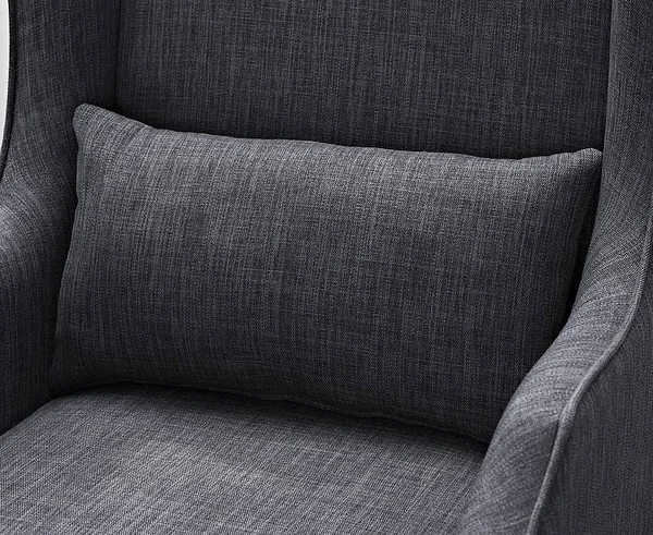 Simpli Home Ashbury Wingback Club Chair and Ottoman, Slate Grey