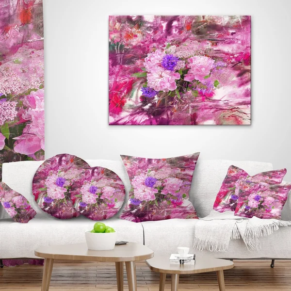 Design Art 'Abstract Background with Pink Peony' Painting Print on Wrapped Canvas - Size: 30 inch H x 40 inch W x 1 inch D