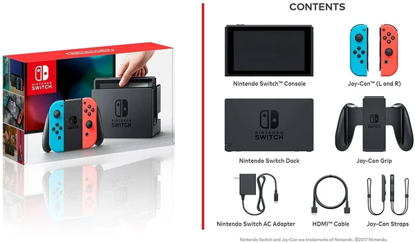 Nintendo Switch with Joy-Con - 32 GB - Neon Blue/Neon Red - includes 64GB SD Card - 1-2-Switch, Just Dance 2017, The Legend of Ze
