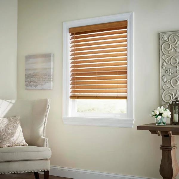Home Decorators Collection Chestnut Cordless Room Darkening 2.5 in. Premium Faux Wood Blind for Window - 48.5 in. W x 64 in. L