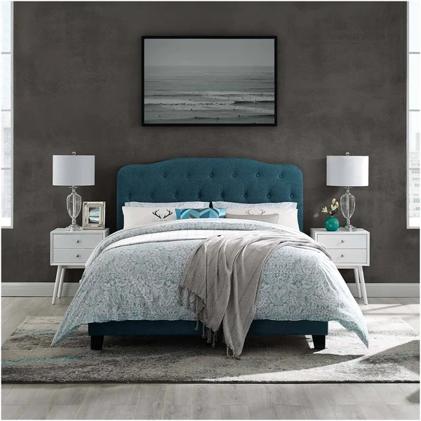 Modway Amelia Queen Upholstered Fabric Bed - Azure