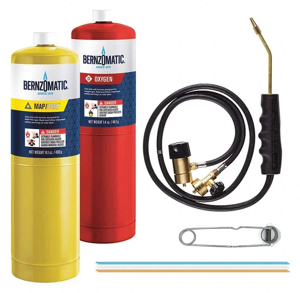 Bernzomatic Torch Kit W/Cylinder, MAPP/PRO, Self Igniting Ignitor, Pencil Flame Type