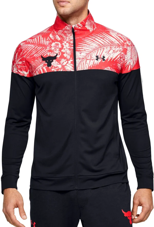 Under Armour Men's Project Rock Aloha Camo Track Jacket - Size: Large, Black/Versa Red