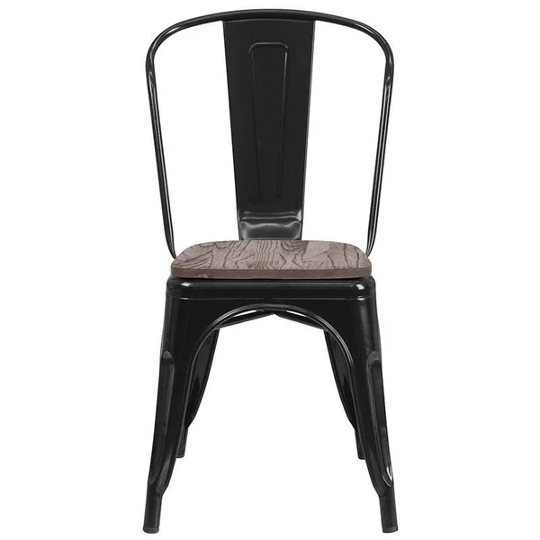 Flash Furniture Metal Stackable Chair with Wood Seat Yellow