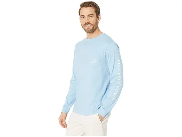 Vineyard Vines - Long Sleeve Vintage Whale Pocket Tee, S, Jake Blue