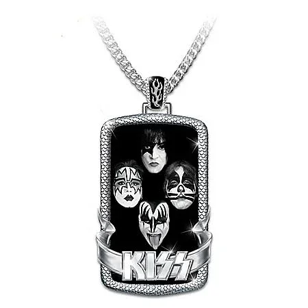 Kiss Men's Stainless Steel Dog Tag Pendant Necklace