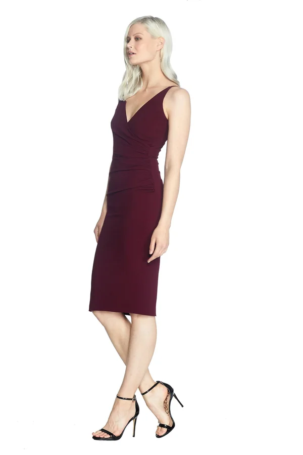 Dress The Population Anita Crepe Cocktail Dress Burgundy