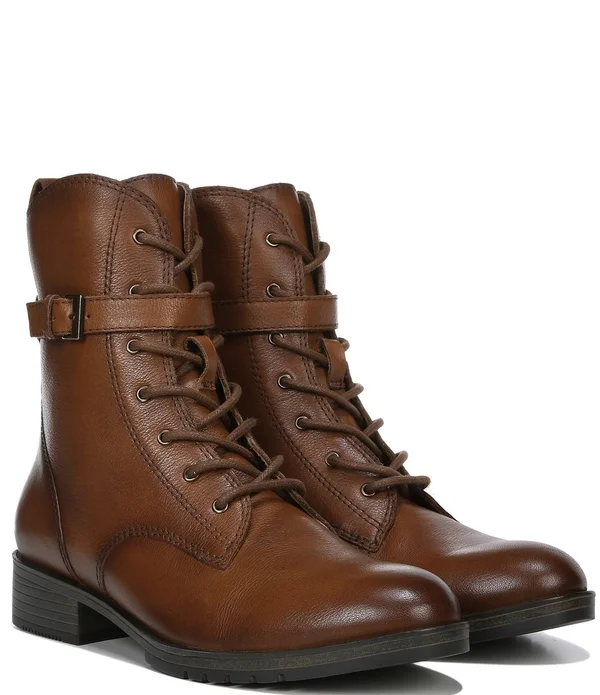 Naturalizer Sycamore Combat Boot - Black Leather - 5/M