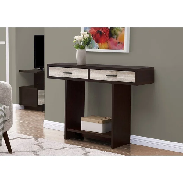 Monarch Accent Table - 48x22L - Cappuccino, Taupe Reclaimed Wood