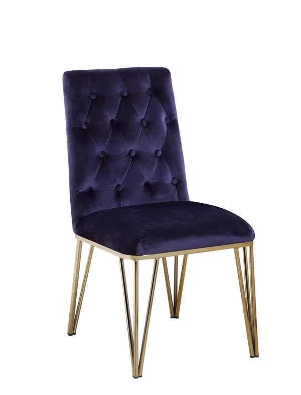 Iconic Home Callahan Velvet Tufted Dining Chair (Set of 2) Navy