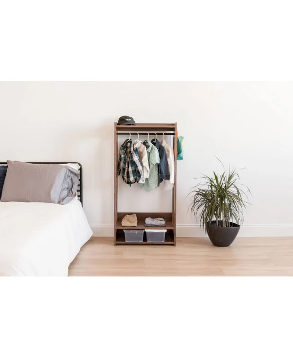 Iris Compact Wood Garment Rack, Natural