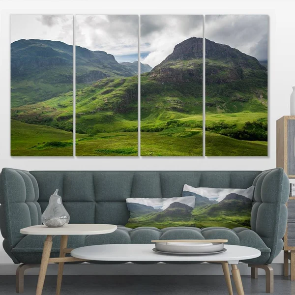 Designart - Summer in Scotland - 4 Panels Landscape Photo Canvas Print