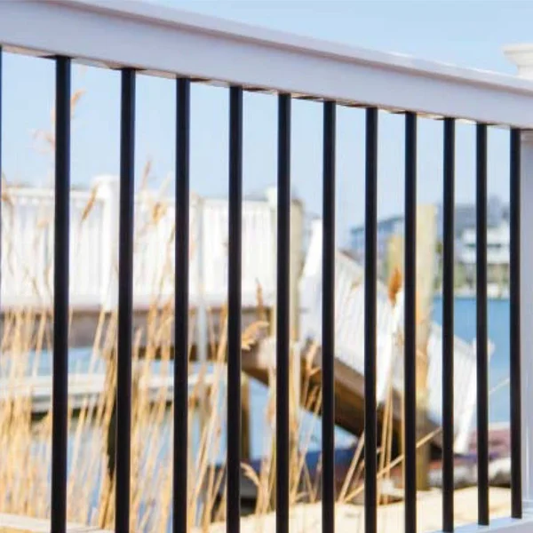 Deck Railing Finyl Line T-Top Vinyl White Round Level, 6 ft. x 36 in.
