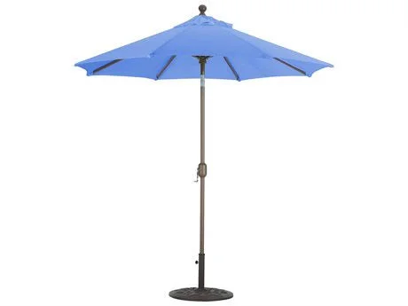 Galtech Quick Ship Aluminum 7.5 Foot Auto Tilt Crank Lift Umbrella White - Sunbrella Terra Cotta - 727-WH-43