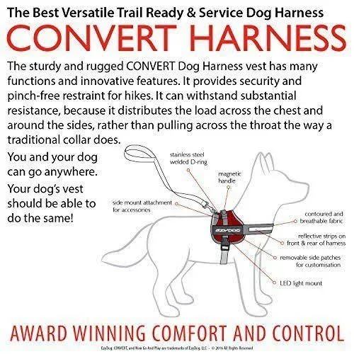 EzyDog Convert Trail-Ready Dog Harness - XX-Small, Blue