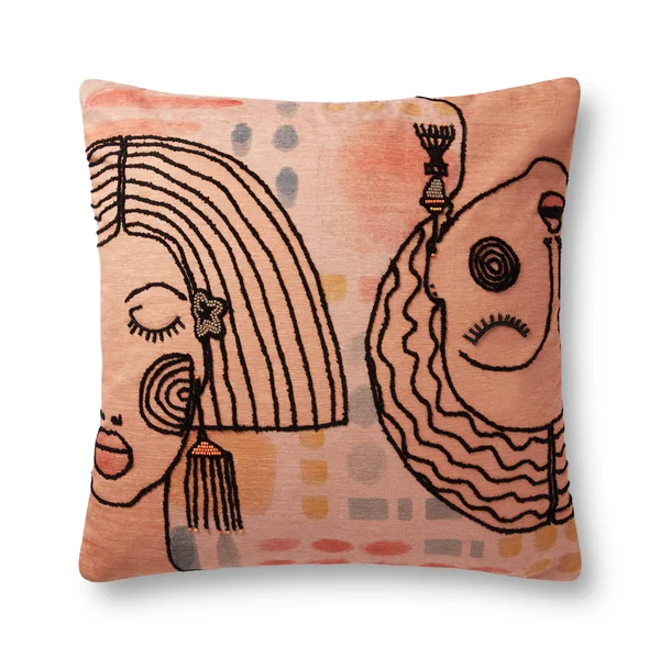 Justina Blakeney x Loloi P0953 Polyester Pillow Terracotta, Multi, 22x22 x 22x22 Cover w/Down