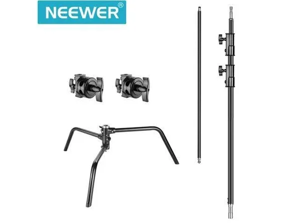 Neewer Photo Studio Heavy Duty 10 Feet/3 Meters Adjustable C-Stand, 3.5 feet/1 Meter Holding Arm, 2 Pieces Grip Head for Video R