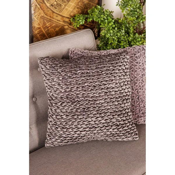 Decmode Modern Square Velvet Gray Pillow
