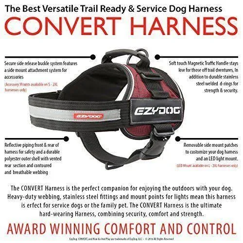 EzyDog Convert Trail-Ready Dog Harness - XX-Small, Blue