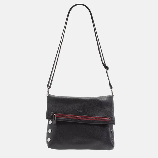 Hammitt VIP Black Gunmetal Red Zip Medium