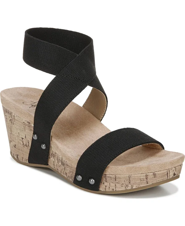 LifeStride Del Mar Women's Wedge Sandals - Size: 9.5 Wide, Black