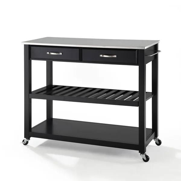 The Gray Barn Tipperary Black Stainless Steel (Silver) Top Kitchen Cart