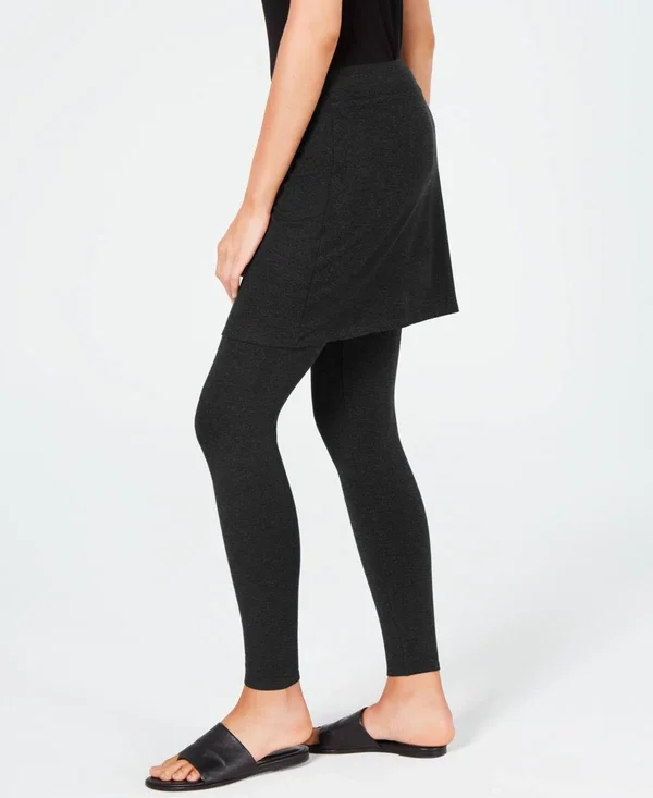 Eileen Fisher System Stretch Jersey Knit Skirted Leggings, Regular & Petite, Created for Macy&s - Charcoal