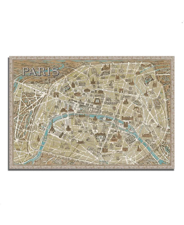 Tangletown Fine Art 32x22 x 47x22 Monuments of Paris Map by Wild Apple Portfolio Fine Art Giclee Print