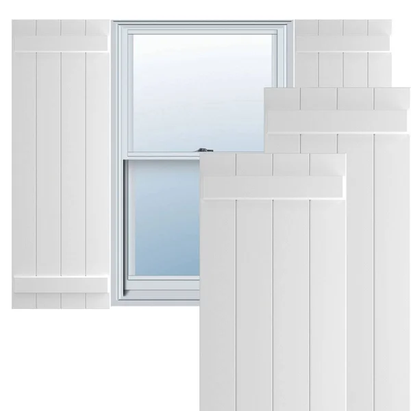 Ekena Millwork CWB15X031UNC 15x22W x 31x22H Exterior Four Board (2 Batten) Composite Board-n-Batten Shutters (Per Pair), Unfinis