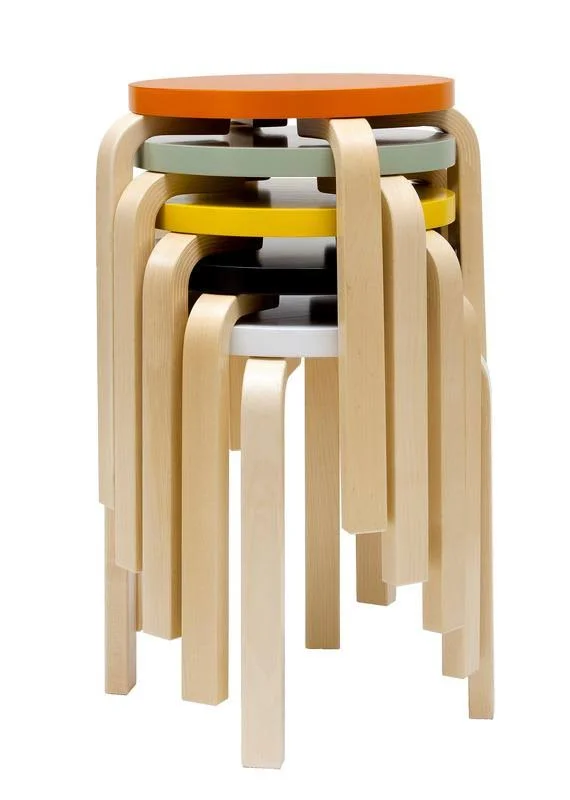 Artek Aalto Stool E60 - Blue - Birch