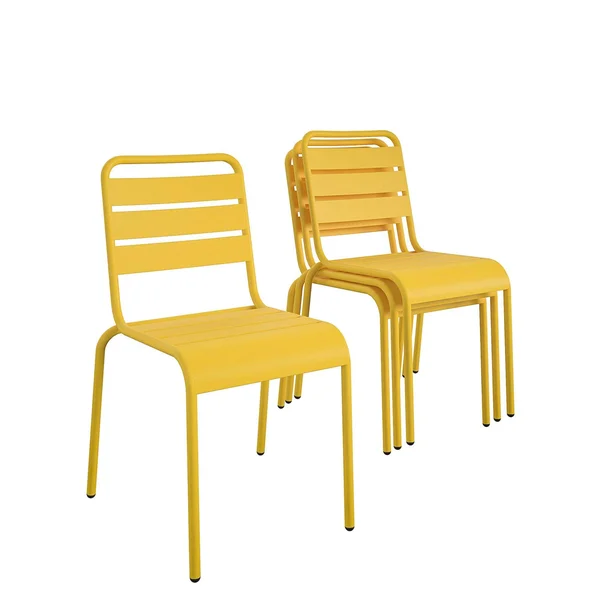 Novogratz Poolside Gossip - June Stacking Dining Chairs, 4 Pack, Yellow