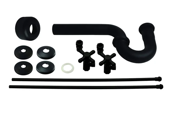 Westbrass Traditional Pedestal Lavatory Kit - Cross Handles, Black, D1838L-62