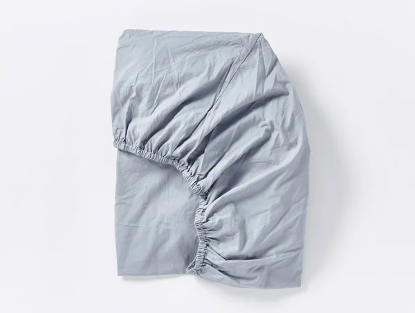 Coyuchi - Organic Crinkled Percale Fitted Sheet Cal King Steel Blue